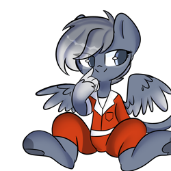 Size: 2000x2000 | Tagged: safe, artist:thieftea, oc, oc only, oc:artemis, species:hippogriff, clothing, female, jumpsuit, nuka cola, simple background, solo, white background, ych result