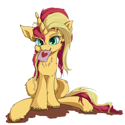 Size: 2500x2500 | Tagged: safe, artist:coldtrail, character:sunset shimmer, species:pony, species:unicorn, female, heart, mare, simple background, sunset shimmer day, transparent background