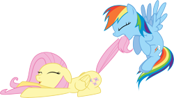 Size: 10580x6000 | Tagged: safe, artist:sakatagintoki117, character:fluttershy, character:rainbow dash, absurd resolution, simple background, tail bite, transparent background, vector
