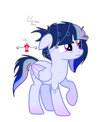 Size: 2056x2320 | Tagged: safe, artist:xxcutecookieswirlsxx, oc, oc:velolic cosmo, parent:soarin', parent:twilight sparkle, parents:soarlight, species:pegasus, species:pony, female, mare, offspring, reference sheet, simple background, solo, transparent background
