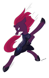Size: 1219x1920 | Tagged: safe, artist:gintoki23, character:tempest shadow, species:pony, species:unicorn, armor, broken horn, female, horn, kicking, mare, simple background, solo, transparent background