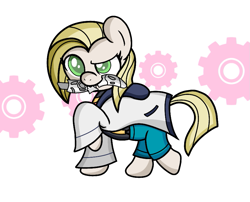 Size: 919x743 | Tagged: safe, artist:akakun, artist:akakunda, character:doctor whooves, character:time turner, species:pony, doctor who, gears, jodie whittaker, male, ponified, simple background, solo, sonic screwdriver, thirteenth doctor