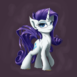 Size: 3000x3000 | Tagged: safe, artist:coldtrail, character:rarity, species:pony, species:unicorn, ear fluff, eyeshadow, female, high res, leg fluff, makeup, mare, mascara, neck fluff, smiling, solo, unshorn fetlocks