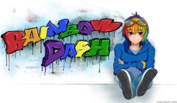 Size: 1700x991 | Tagged: safe, artist:sonicrainboom93, character:rainbow dash, clothing, goggles, graffiti, hoodie, humanized