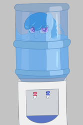 Size: 1000x1500 | Tagged: safe, artist:eyeburn, oc, oc only, oc:flowheart, species:pony, female, goo pony, gray background, i can't believe it's not badumsquish, looking at you, mare, original species, simple background, smiling, solo, water, water cooler