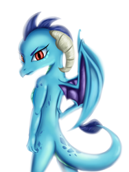 Size: 2072x2761 | Tagged: safe, artist:qbellas, character:princess ember, species:dragon, female, simple background, solo