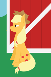 Size: 3000x4509 | Tagged: safe, artist:alltimemine, character:applejack, species:earth pony, species:pony, barn, clothing, cowboy hat, cutie mark, female, hat, haystick, inkscape, lineless, mare, mouth hold, profile, sitting, solo, straw in mouth, vector