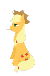 Size: 3000x4509 | Tagged: safe, alternate version, artist:alltimemine, character:applejack, species:earth pony, species:pony, clothing, cowboy hat, cutie mark, female, hat, haystick, high res, inkscape, lineless, mare, mouth hold, profile, simple background, sitting, solo, straw in mouth, transparent background, vector