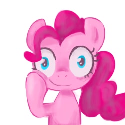 Size: 1024x1024 | Tagged: safe, artist:ume89s, character:pinkamena diane pie, character:pinkie pie, species:pony, female, looking at you, mare, shrunken pupils, smiling, solo, staring into your soul, thousand yard stare