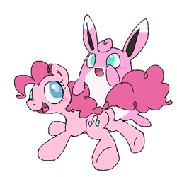 Size: 600x600 | Tagged: safe, artist:ume89s, character:pinkie pie, species:pony, crossover, female, mare, open mouth, pokémon, smiling, wigglytuff
