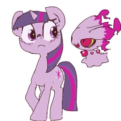 Size: 600x600 | Tagged: safe, artist:ume89s, character:twilight sparkle, species:pony, crossover, female, frown, ghost, mare, misdreavus, pokémon