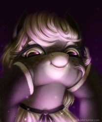Size: 2500x3000 | Tagged: safe, artist:rrd-artist, oc, oc only, species:pony, cheek squish, clothing, eyelashes, female, freckles, looking down, mare, smiling, solo, squishy cheeks, underlighting