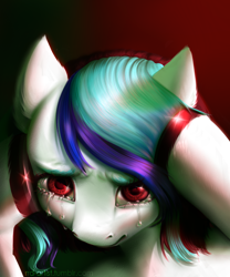 Size: 2000x2399 | Tagged: safe, artist:rrd-artist, oc, oc only, species:pony, crying, female, mare, red eyes, sad, solo