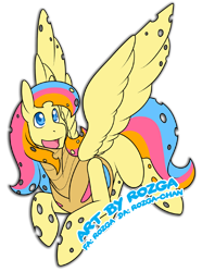 Size: 594x800 | Tagged: safe, artist:rozga, oc, oc:golden gates, species:changeling, species:pony, changelingified, female, flying, looking at you, mare, open mouth, simple background, smiling, solo, species swap, spread wings, transparent background, wings