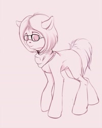 Size: 1728x2160 | Tagged: source needed, safe, artist:apostolllll, oc, oc only, species:earth pony, species:pony, clothing, glasses, monochrome, scarf, sketch, smiling, solo