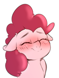 Size: 994x1306 | Tagged: safe, artist:angrylittlerodent, character:pinkie pie, species:earth pony, species:pony, blushing, cute, diapinkes, ear fluff, eyes closed, female, floppy ears, mare, simple background, solo, white background