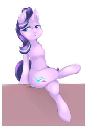 Size: 1029x1516 | Tagged: safe, artist:angrylittlerodent, character:starlight glimmer, species:pony, species:unicorn, crossed hooves, cute, female, glimmerbetes, lidded eyes, mare, sitting, solo