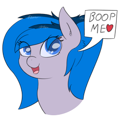 Size: 1963x1962 | Tagged: safe, artist:eyeburn, oc, oc only, oc:rennie, species:pony, bronybait, bust, cute, dialogue, imminent boop, looking at you, portrait