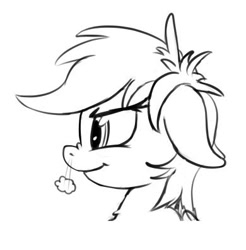 Size: 390x396 | Tagged: safe, artist:firenhooves, character:rainbow dash, species:pegasus, species:pony, bust, female, head only, horses doing horse things, monochrome, nose wrinkle, portrait, snorting, solo