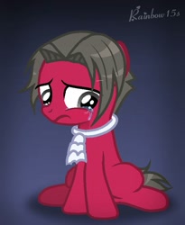 Size: 670x816 | Tagged: safe, artist:rainbow15s, species:pony, ace attorney, colt, crossover, male, miles edgeworth, ponified, sad, solo