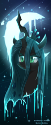 Size: 700x1700 | Tagged: safe, artist:ch-chau, artist:whiskeyice, artist:whiskyice, character:queen chrysalis, species:changeling, bust, changeling queen, crescent moon, fangs, female, moon, solo