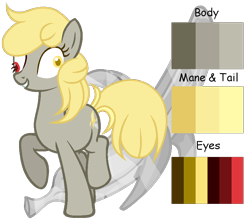 Size: 800x710 | Tagged: safe, artist:otakuchicky1, oc, oc:diamond banana, parent:derpy hooves, parent:discord, parents:derpcord, species:earth pony, species:pony, derp, female, mare, offspring, reference sheet, solo