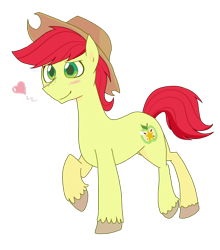Size: 1280x1454 | Tagged: safe, artist:gintoki23, character:bright mac, species:pony, episode:the perfect pear, g4, my little pony: friendship is magic, applejack's dad, blushing, brightabetes, colored pupils, heart, male, simple background, solo, stallion, transparent background, unshorn fetlocks