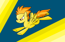 Size: 1280x842 | Tagged: safe, artist:notadeliciouspotato, character:spitfire, species:pegasus, species:pony, abstract background, female, flying, mare, solo, underhoof