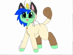 Size: 512x387 | Tagged: safe, artist:chillywilly, oc, oc:chilly willy, species:pony, species:unicorn, clothing, crossover, meowth, onesie, pajamas, pokémon, simple background