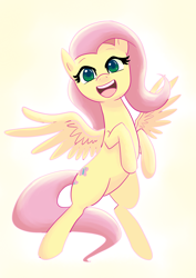 Size: 1280x1810 | Tagged: safe, artist:gintoki23, character:fluttershy, species:pegasus, species:pony, cute, female, happy, looking at you, mare, open mouth, shyabetes, smiling, solo, spread wings, wings