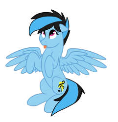 Size: 777x805 | Tagged: safe, artist:sevenserenity, oc, oc:icylightning, species:pegasus, species:pony, begging, birb, cute, looking up, sitting up, solo, tongue out