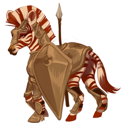 Size: 2408x2408 | Tagged: safe, artist:sitaart, oc, species:zebra, armor, dungeons and dragons, guard, pen and paper rpg, ponyfinder, rpg, solo, spear, tabletop gaming, weapon, zebra oc