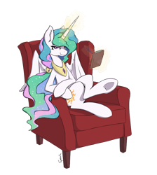 Size: 846x944 | Tagged: safe, artist:spaerk, edit, character:princess celestia, species:alicorn, species:pony, chair, crossed legs, female, glowing horn, leaning back, levitation, looking at you, magic, mare, notepad, pen, psychologist, simple background, sitting, smug, smuglestia, solo, telekinesis, transparent background, underhoof, writing