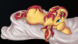 Size: 3840x2160 | Tagged: safe, artist:coldtrail, character:sunset shimmer, species:pony, species:unicorn, 4k, black background, female, mare, simple background, solo