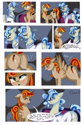 Size: 1415x2160 | Tagged: safe, artist:xjenn9fusion, commissioner:bigonionbean, writer:bigonionbean, oc, oc:clumsy carrot, oc:dental authority, species:pony, comic:administrative unity, comic:fusing the fusions, aroused, comic, commission, confused, cute, dialogue, embarrassed, flustered, fusion, fusion:clumsy carrot, fusion:dental authority, jiggling, plot, semi-grimdark series, spread wings, suggestive series, thicc ass, wide hips, wingboner, wings