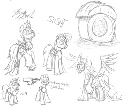 Size: 1041x916 | Tagged: safe, artist:hyper dash, character:pony of shadows, character:soarin', food, sketch, squirt gun, sushi