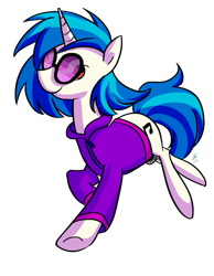 Size: 1280x1652 | Tagged: safe, artist:gintoki23, character:dj pon-3, character:vinyl scratch, species:pony, species:unicorn, clothing, cute, female, galloping, hoodie, simple background, smiling, solo, sunglasses, sweatshirt, transparent background, vinylbetes, wrong eye color