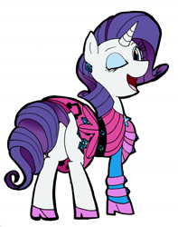 Size: 1280x1622 | Tagged: safe, artist:gintoki23, character:rarity, species:pony, species:unicorn, episode:life is a runway, g4, my little pony: equestria girls, my little pony:equestria girls, clothing, cute, equestria girls ponified, female, mare, one eye closed, open mouth, plot, ponified, raribetes, rearity, simple background, solo, white background, wink