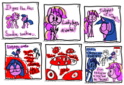 Size: 3248x2216 | Tagged: safe, artist:hyper dash, character:night light, character:princess cadance, character:shining armor, character:twilight sparkle, species:pony, coccinellidaephobia, comic, fainted, hospital, ladybug, passed out, ptsd, shocked expression, simplehorsecomic, trypophobia, twilight hates ladybugs
