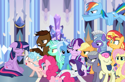Size: 1024x668 | Tagged: safe, artist:arcgaming91, character:applejack, character:bon bon, character:cozy glow, character:fluttershy, character:limestone pie, character:lyra heartstrings, character:pinkie pie, character:rainbow dash, character:rarity, character:starlight glimmer, character:sunset shimmer, character:sweetie drops, character:trixie, character:twilight sparkle, character:twilight sparkle (alicorn), oc, species:alicorn, species:pony, mane six, pony creator