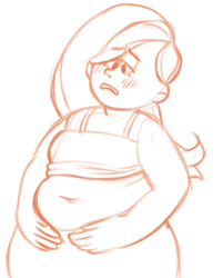 Size: 474x589 | Tagged: safe, artist:weatherly, character:fluttershy, species:human, bbw, belly, belly button, blushing, chubby, fat, fattershy, female, humanized, monochrome, sketch, solo