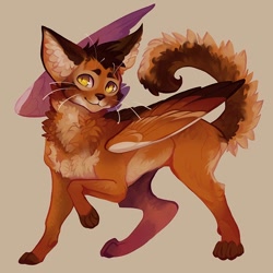 Size: 750x750 | Tagged: safe, artist:sitaart, oc, oc only, oc:jetsam, bard, cat, dungeons and dragons, fantasy class, fluffy, male, orange eyes, orange fur, pathfinder, pen and paper rpg, ponyfinder, purrsian, rpg, simple background, solo, tabletop gaming, tail, whiskers, wings