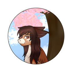 Size: 1024x1024 | Tagged: safe, artist:okimichan, oc, oc:maude, species:pegasus, species:pony, cherry blossoms, female, flower, flower blossom, mare, solo, tree