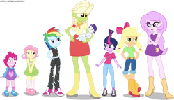 Size: 1600x916 | Tagged: safe, artist:gamerpen, character:applejack, character:fluttershy, character:granny smith, character:pinkie pie, character:princess celestia, character:principal celestia, character:rainbow dash, character:rarity, character:twilight sparkle, character:twilight sparkle (scitwi), species:eqg human, my little pony:equestria girls, age regression, apple bloom's bow, babity, baby, bow, clothes swap, diaper, hair bow, humane five, humane six, simple background, sleeping, toddler, transparent background, young granny smith, younger