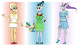 Size: 1280x768 | Tagged: safe, artist:zeronitroman, character:cloudy quartz, character:meadowbrook, character:mistmane, character:posey shy, character:somnambula, character:twilight velvet, species:anthro, species:pony, g4, clothing, cosplay, costume, female, mare, milf, pillars of equestria