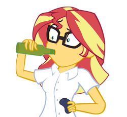 Size: 779x720 | Tagged: safe, artist:ngrycritic, character:sunset shimmer, episode:game stream, g4, my little pony: equestria girls, my little pony:equestria girls, spoiler:eqg series (season 2), alcohol, angry video game nerd, beer, clothing, controller, drinking, female, gamer sunset, glasses, james rolfe, psycho gamer sunset, reference, simple background, solo, transparent background, youtube