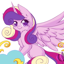 Size: 456x456 | Tagged: safe, artist:raininess, edit, character:princess cadance, species:alicorn, species:pony, chibi, cropped, cute, cutedance, female, fluffy, looking at you, mare, missing cutie mark, simple background, solo, spread wings, white background, wings, wip
