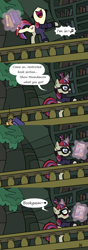 Size: 2039x5784 | Tagged: safe, artist:pony4koma, character:moondancer, species:pony, book, bookgasm, bookhorse, breaking and entering, canterlot, clothing, glasses, konosuba, library, magic, sweater
