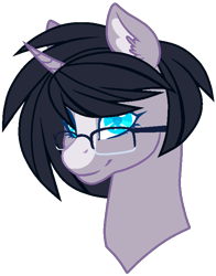 Size: 593x756 | Tagged: safe, artist:otakuchicky1, oc, oc only, oc:sapphire belle, species:pony, species:unicorn, bust, female, glasses, mare, portrait, simple background, solo, transparent background
