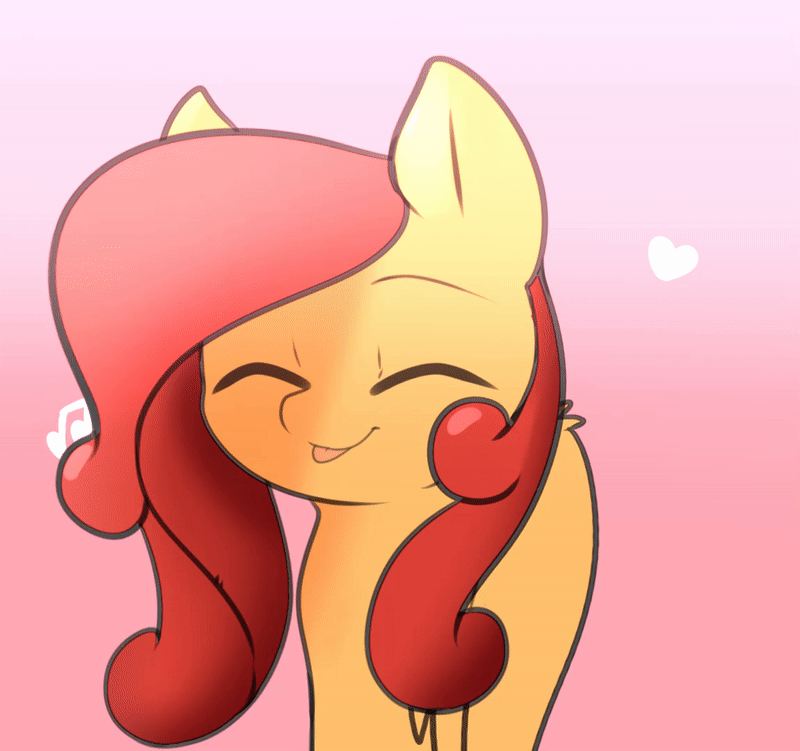 Size: 800x751 | Tagged: safe, artist:angrylittlerodent, oc, oc only, oc:soft melody, species:pegasus, species:pony, animated, blep, cute, eyes closed, female, frame by frame, gif, headbob, heart, mare, music notes, ocbetes, party soft, silly, simple background, smiling, tongue out